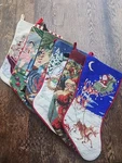 Vintage Wool Needlepoint Christmas 6 Stockings Santa Snowman Teddy Bear. Fixed Price $105.00.