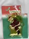 Vtg Plastic Sun Catcher Stain Glass Santa Claus Climbing Down Chimney Christmas. Fixed Price $14.67.