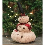 Primitive Rustic Country Farmhouse Mr Top Hat Bells Snowman 19" Fabric Doll. Fixed Price $59.99.