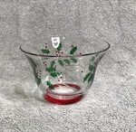 Christmas Gorham Festive Holly Glass Painted Candy Dish 5" Holiday. Fixed Price $12.98.