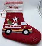 Pottery Barn Kids Maren Christmas Stocking Fire Truck Dog Holiday Quilted. Fixed Price $36.37.