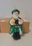 Pinnacle Peak Glass Ornament Green Irish Santa Shamrock Coat Nib. Fixed Price $24.99.
