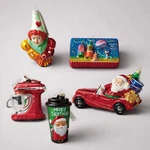 Lot Of 5 Vintage Hand-painted Glass Santa Car Christmas Ornament. Fixed Price $40.00.