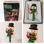 Vintage Enesco Snowman Stocking Hanger Holder Christmas Box Made Hong Kong. Fixed Price $25.18.