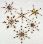 Christmas Snowflake Ornament Set Of Glass Beaded Neutral Gold Bronze 4-6. Fixed Price $45.00.