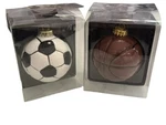 Soccer Basketball Christmas Ornaments Gki Bethlehem Glass Large Nib. Fixed Price $24.99.