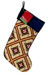Needlepoint Christmas Stocking Dillards Southwest Look 17" Black Velour - New. Fixed Price $19.98.