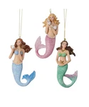 Kurt Adler Set Of 3 Resin 4.75" Hand Painted Mermaid Christmas Ornaments C7601. Fixed Price $36.88.