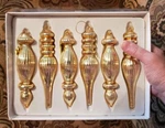 Raz Nwt Boxed Set #b Gold 6" Mercury Glass Ribbed Finial Christmas Ornaments. Fixed Price $38.50.