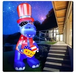 Lighted Holiday Party Decorations 6FT Independence Inflatables Dinosaur. Fixed Price $25.00.