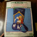 Bucilla Christmas Holy Nativity 18" Diagonal Felt Stocking Kit #82825 1990. Fixed Price $35.00.