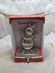 New 2012 Trimmerry Silver Snowman Stocking Holder, Nib 8". Fixed Price $25.49.