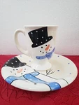 Hh Houston Harvest Mug Set Christmas Snowman Plate & Hot Cocoa Cold Hands Cup. Fixed Price $14.99.