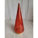 Beaded Red Glass Tree Table Top Unique Xmas Home Decor Golden Rim. Fixed Price $24.75.