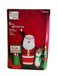 Home Accents 6.5 Ft Led Santa Reindeer Christmas Tree Scene Airblown Inflatable. Fixed Price $37.99.