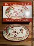 Fitz And Floyd Joy Christmas Birds Santa's Forest Friends 9" Platter Tray. Fixed Price $8.53.
