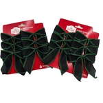 Holiday Time Black & Green Fabric Mini Christmas Bows 12 Total Wired Edge. Fixed Price $13.40.