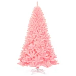 Costway 7.5FT Hinged Artificial Christmas Tree Full Fir Pvc W/ Stand Pink. Fixed Price $69.99.