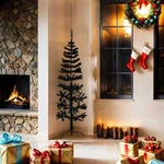 Christmas Tree Decor Slim Artificial Half Xmas With Stand Black Vidaxl. Fixed Price $31.99.