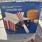 Americana Dip Bowl And Spreader Set - Boston Warehouse New. Fixed Price $13.99.