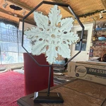 Carbatch Metal Snowflake Christmas Figurine Decor, White/black. Fixed Price $17.95.