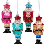 Kurt Adler 6.75" Glass Brightly Colored Nutcracker Soldier Ornament Set. Fixed Price $60.48.
