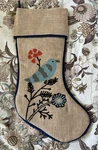 Arcadia Home Christmas Stocking 100% Jute Embroidered Blue Bird And Flowers. Fixed Price $59.99.