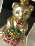 Teddy Bear Glass Christmas Tree Holiday Ornament By Workbench 3.5". Fixed Price $14.00.