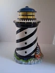 Vintage Glazed Ckao Lighthouse Sailboat Cookie Candy Jar Ceramic 12". Fixed Price $25.00.