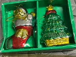 Springwater 3164 Christmas Glass Ornaments Tree Stocking Vintage Vtg Box 2 Pc. Fixed Price $19.22.