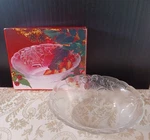 Mikasa Crystal Holiday Bells Oval 10" Christmas Bowl Original Box. Fixed Price $12.00.