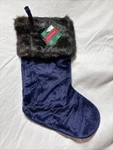 New Navy Blue Christmas Stocking Brown Faux Fur Cuff Approx 16 Lined Target. Fixed Price $9.74.