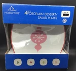 Holiday Time Christmas Salad Dessert Plates Ornaments Set Of 4 Porcelain New. Fixed Price $14.99.