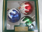 Kurt Adler Vintage Glass Kringle Ball Ornaments Made Colombia Set Of 3. Fixed Price $15.00.