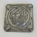 Art Deco Sterling Silver Initial Marcasite Brooch Pin 14.7G 5749. Fixed Price $84.95.