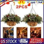 2PCS Pre Lit Artificial Christmas Hanging Basket W/pine Cones 20LEDS Home Decor. Fixed Price $58.94.