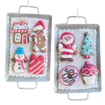 Set 2 Kurt Adler Christmas Cookie Tray Ornament Santa Gingerbread Dessert Metal. Fixed Price $16.90.