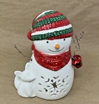 Christmas Snowman Votive Tea Light Candle Holder Hallmark 5" Ceramic 2000. Fixed Price $13.95.