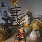 Holiday Home Christmas Under Tree Santa Holding Clock With Sleigh Toys Bear. Fixed Price $17.49.