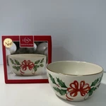 Lenox Holiday Bowl Ivory Gold Trim Red & Holly 16 Oz. Christmas. Fixed Price $25.00.