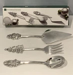 Nib Silver Plate Three Piece Christmas Serving Set By International Vtg. Fixed Price $25.49.