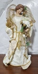 Large Angel Christmas Tree Topper Floor Tabletop Decor Gold & White 24". Fixed Price $57.75.