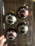 Jaclyn Smith Brown Peace Joy Glass Round X4 Christmas Tree Ornaments HTS50C26. Fixed Price $15.99.
