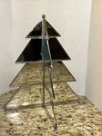 Crate & Barrel Mirror Christmas Pine Tree 4 Sided 12" Standing Handcrafted Decor. Fixed Price $59.99.