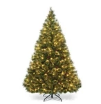 Costway 6FT Prelit Pvc Artificial Carolina Pine Tree Flocked Cones Hinged W/ Led. Fixed Price $139.00.