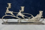 Oneida Santa Reindeer Christmas Sleigh 3 Candle Silver Plated Candelabra. Fixed Price $25.00.