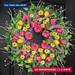 24" Icx Spring Wreath For Front Door Artificial Tulip Wildflower Farmhouse Decor. Fixed Price $53.61.