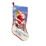 Christmas Wool Needlepoint Velvet Holiday Stocking Santa Reindeer Chimney. Fixed Price $18.99.
