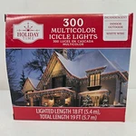 Holiday Time 300 Icicle Style Multi Mini Christmas String Lights White Wire 18'. Fixed Price $9.49.