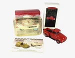 2 Hallmark Ornaments 1968 Jolly Roger Kiddie Car + 1956 Red Ford Truck W/ Boxes. Fixed Price $12.99.